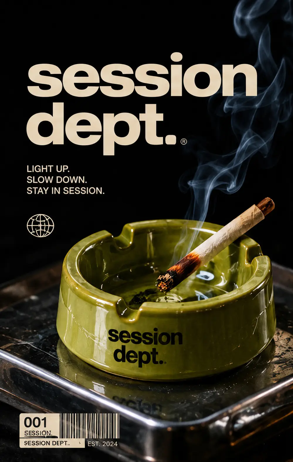 Ceramic green horizontal ashtray