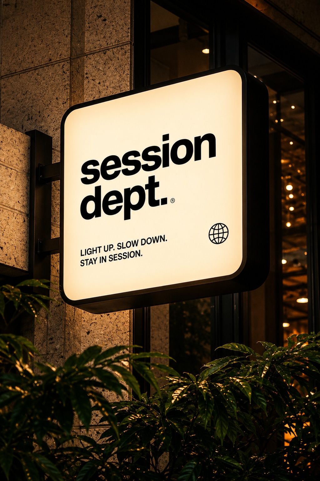 session dept illuminated outdoor logo sign