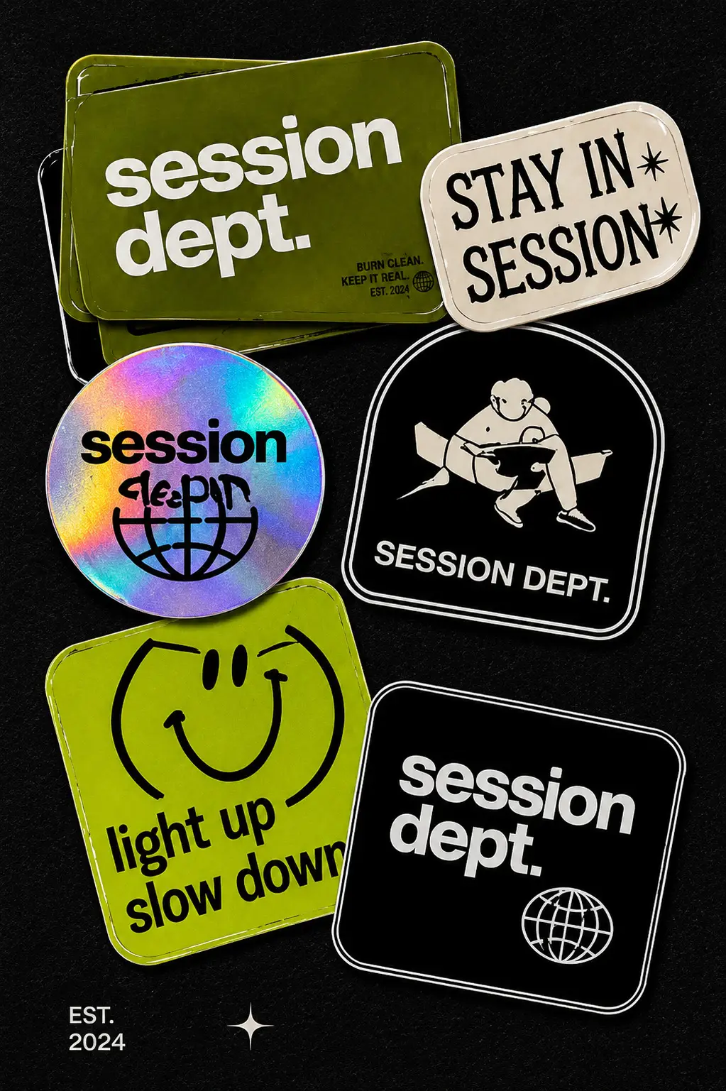 session dept holographic stickers sheet
